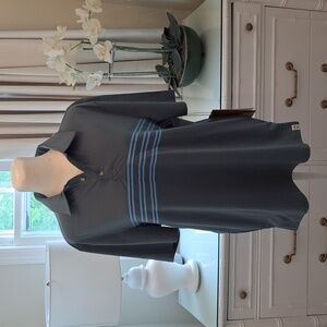 NWT Fair Harbor Mens Midway‎ Performance Sage Green Striped Golf Polo Shirt SM